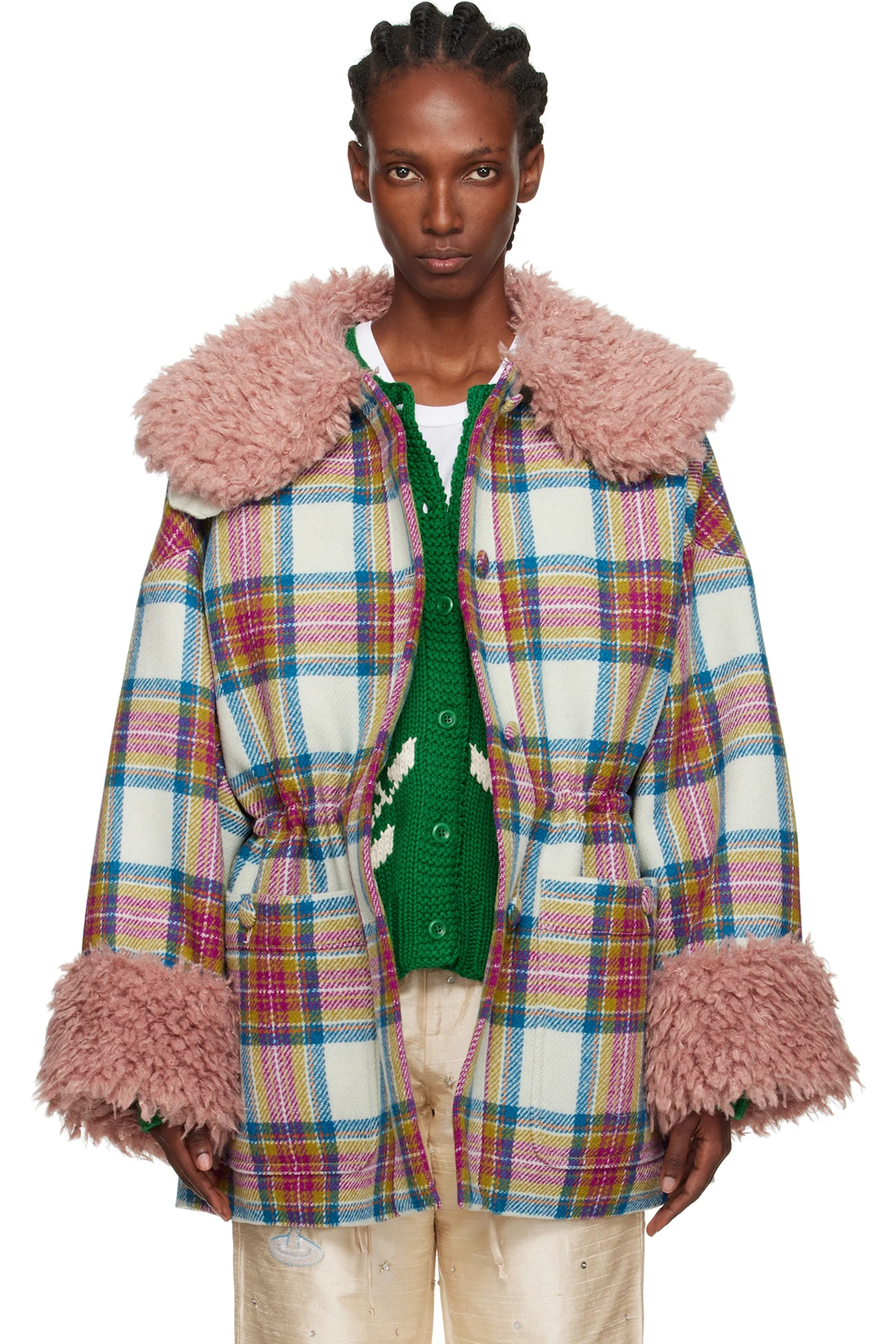 White & Pink Harris Tweed Connie Coat