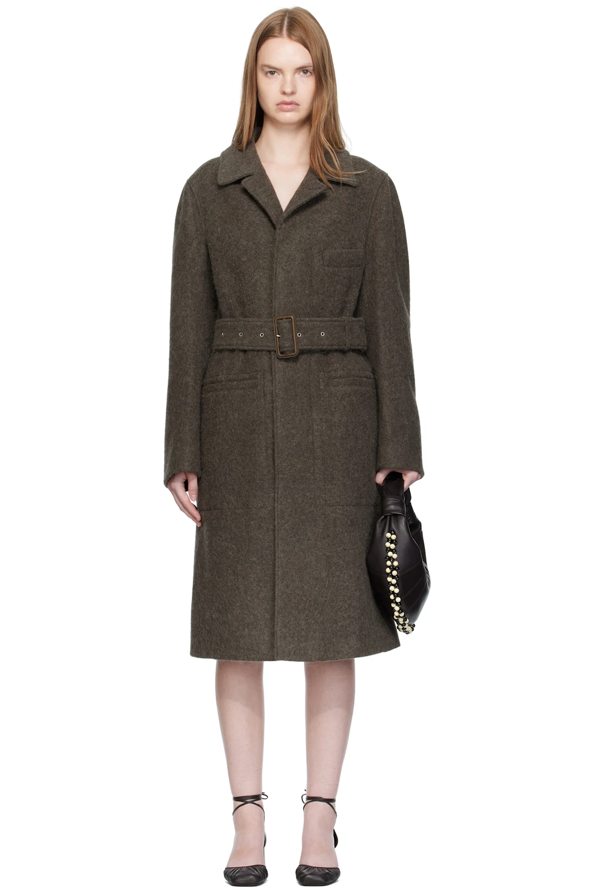 Khaki Belted Tailored Coat