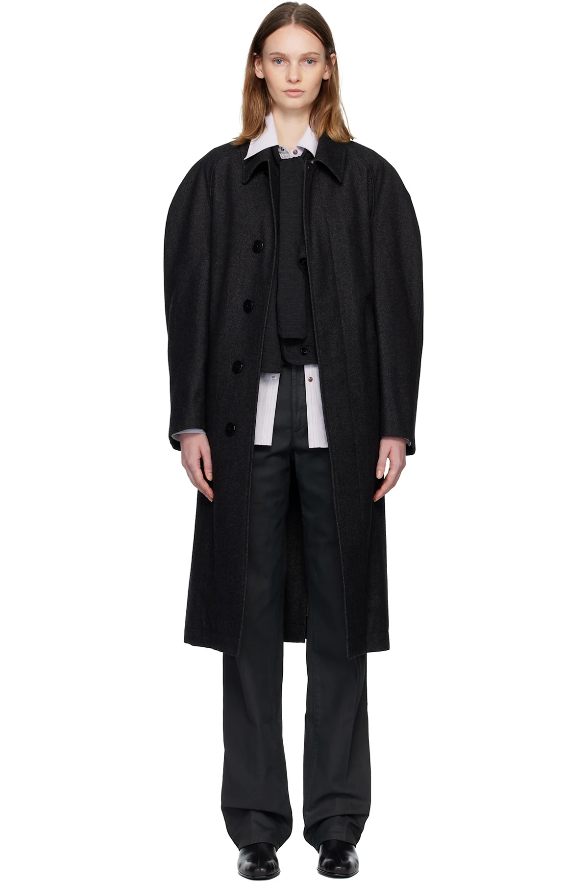 Gray Raglan Sleeve Coat