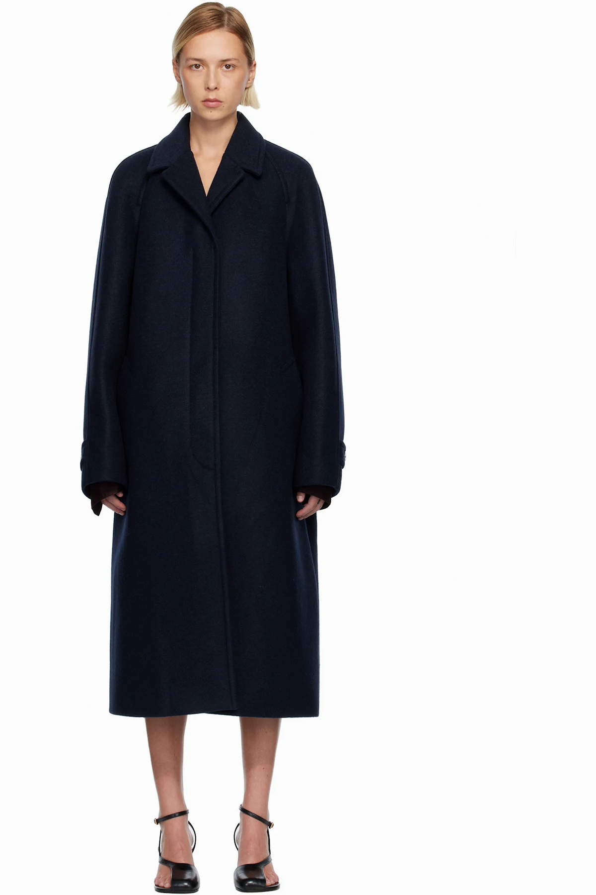Navy Notched Lapel Coat