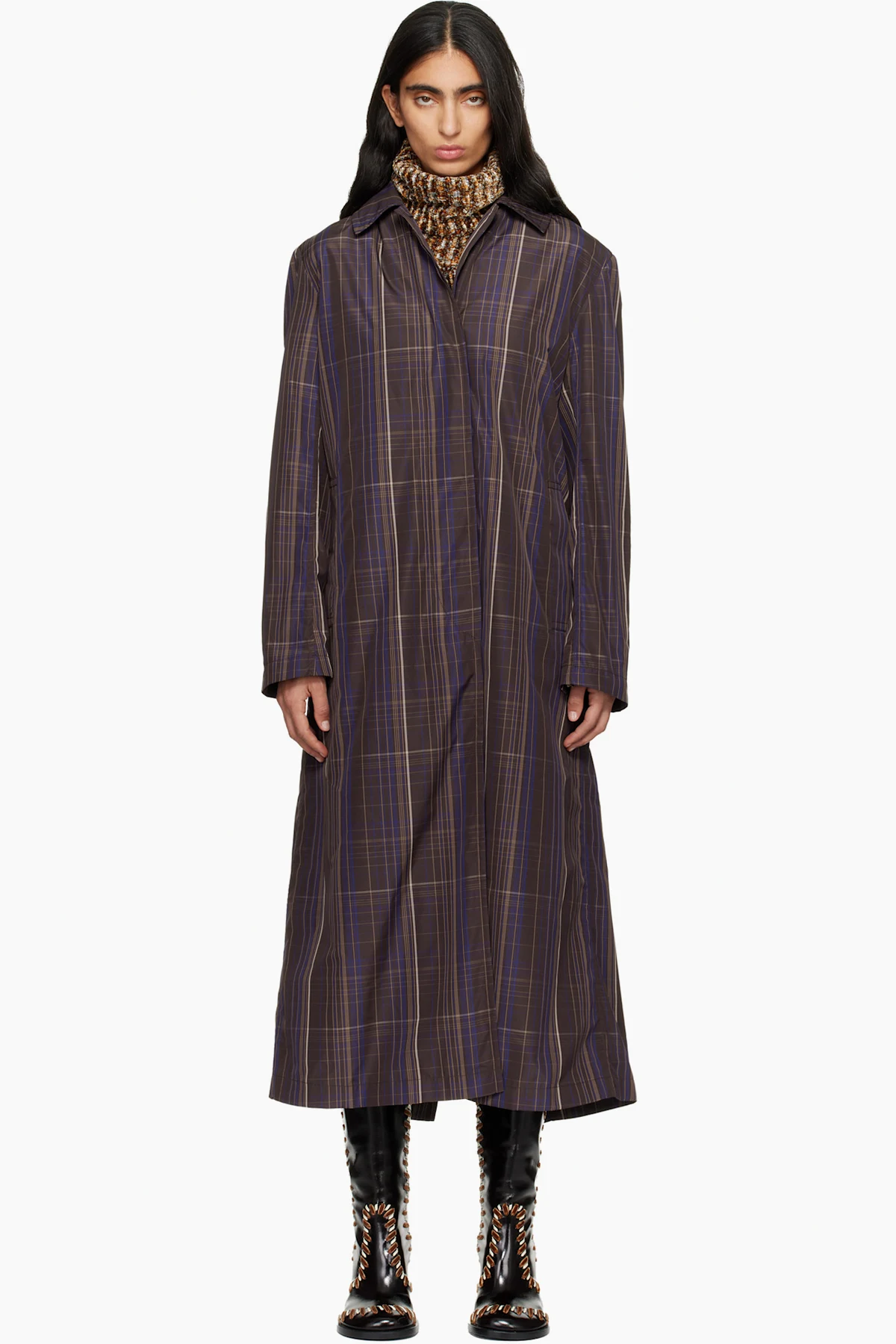 Brown Micro Tartan Coat