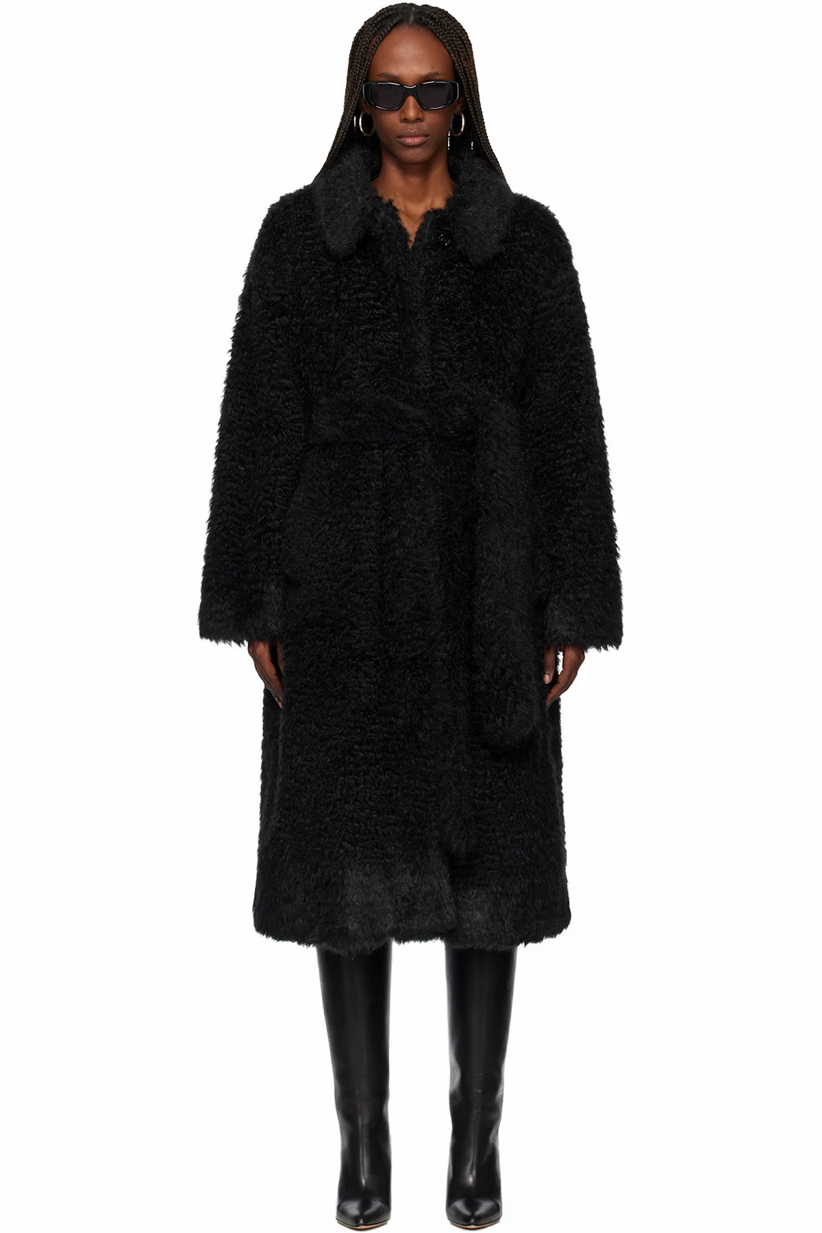 Black Oversized Faux-Fur Coat