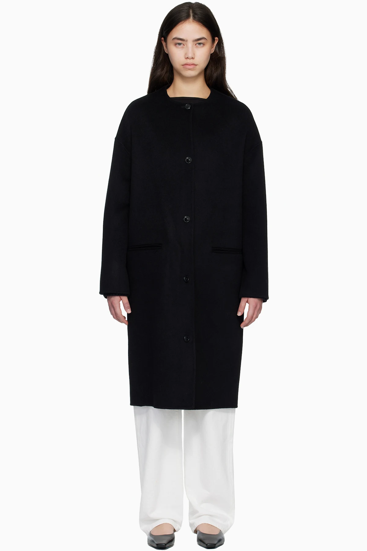 Black KERRY Wool Cashmere Drap Oval Coat