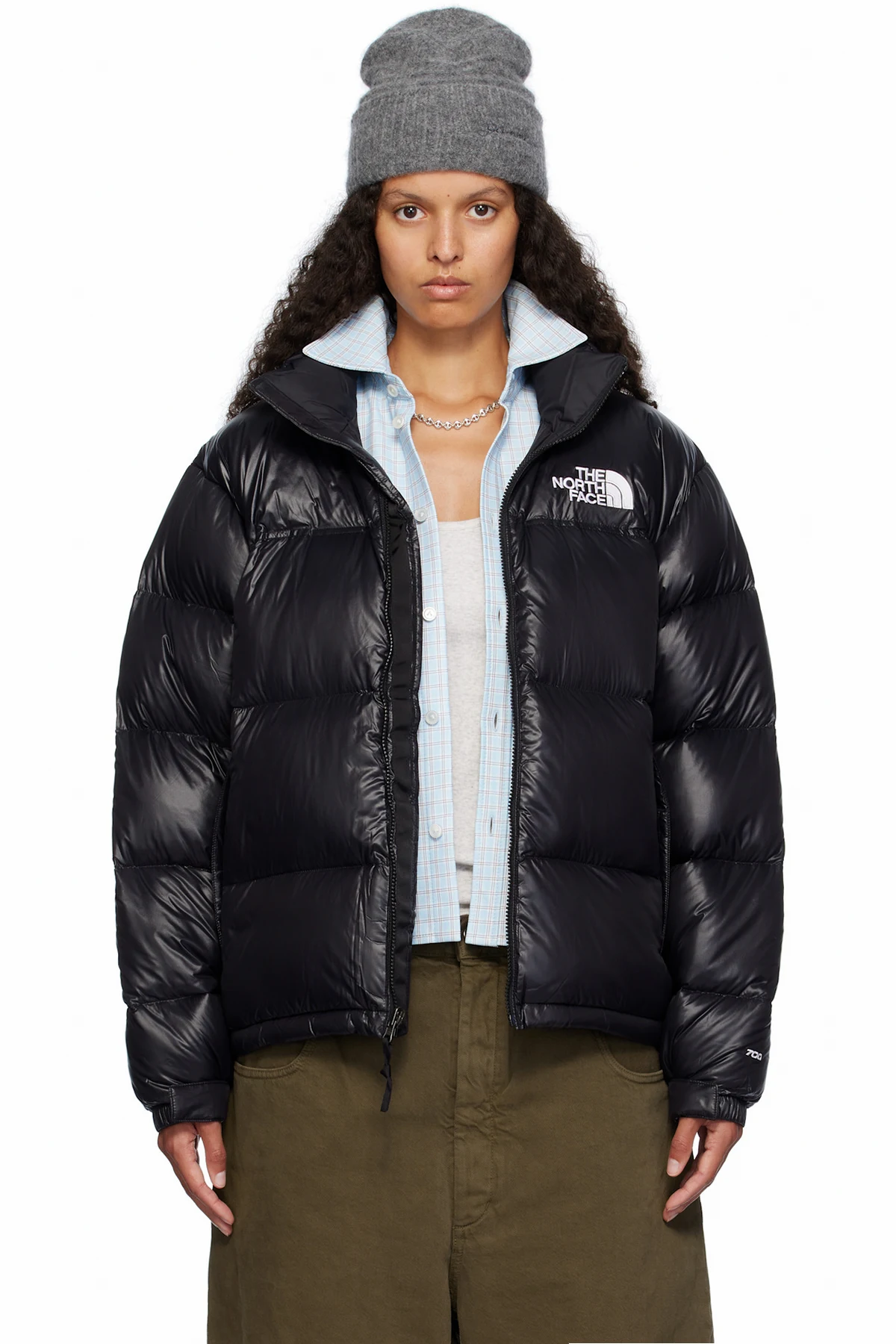 SSENSE Exclusive Black 1996 Retro Shine Nuptse Down Jacket