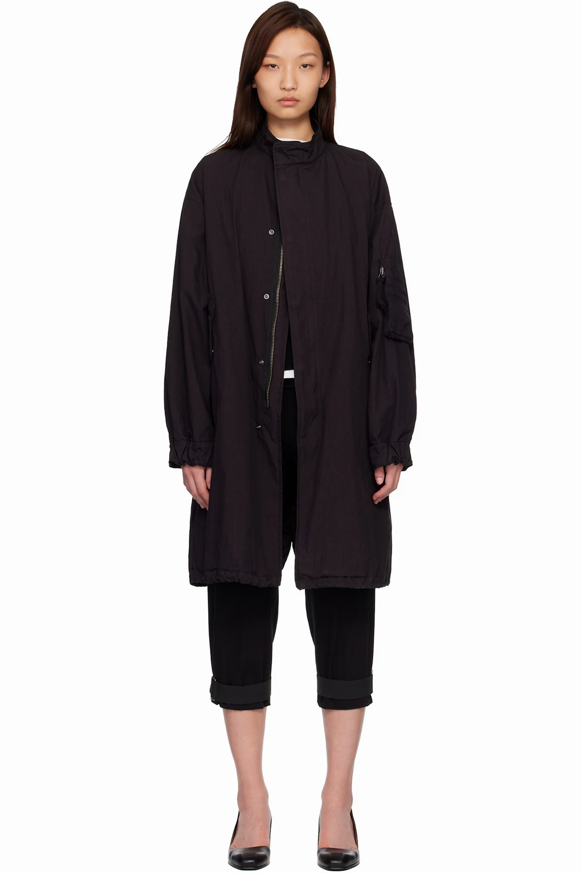 Black Garment Dyed Fishtail Parka