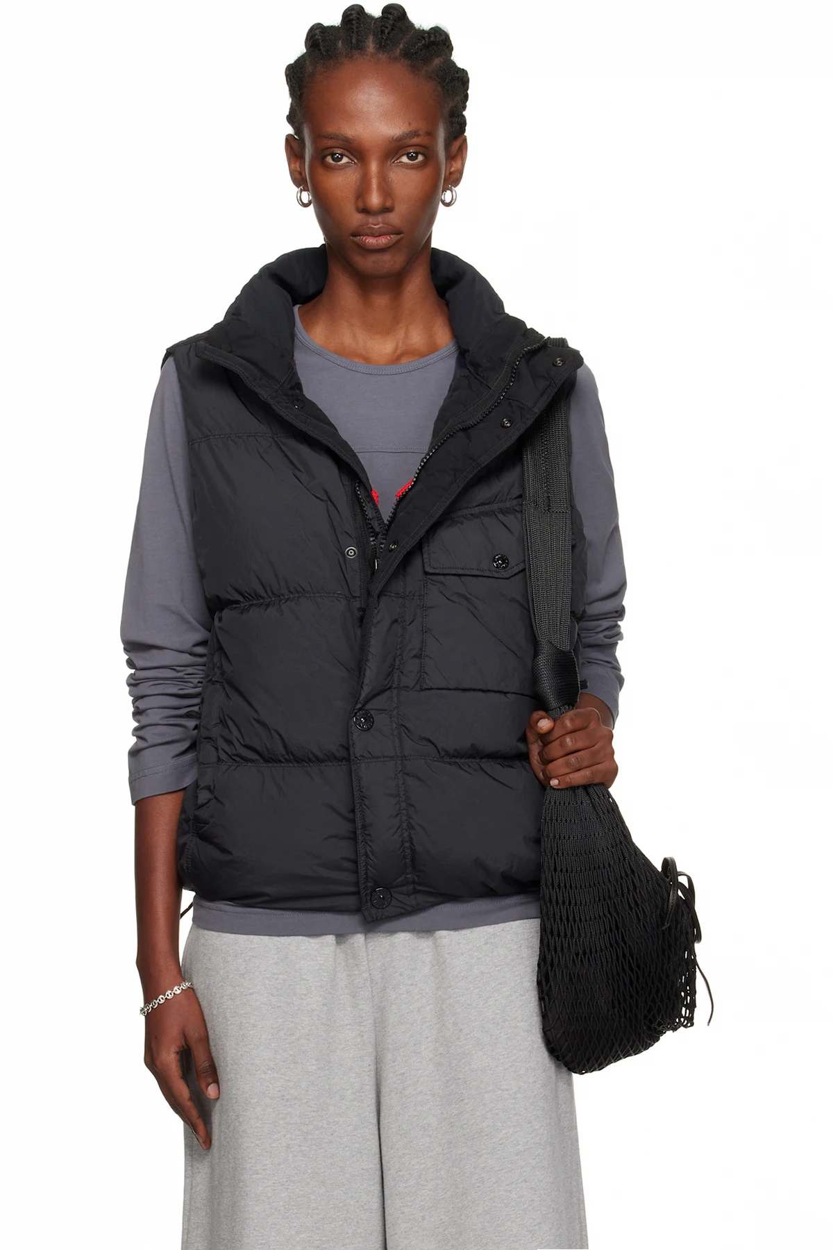 Black G100003 Crinkle Reps Recycled Nylon Down Vest