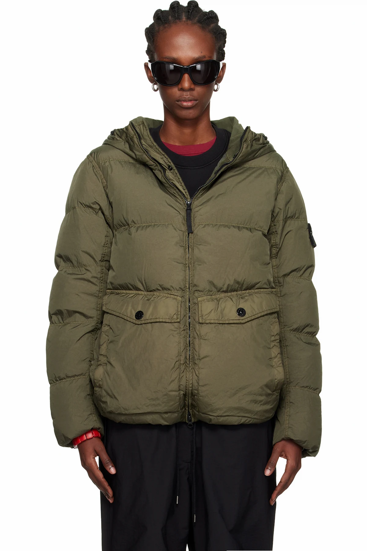 Khaki 4100011 Crinkle Reps Recycled Nylon Down Jacket