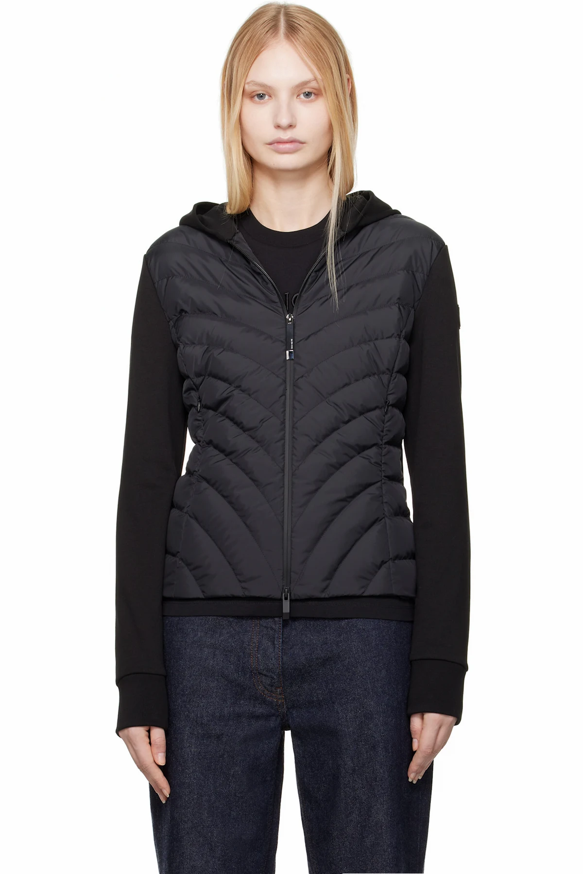 Black Zip Up Cardigan Down Jacket