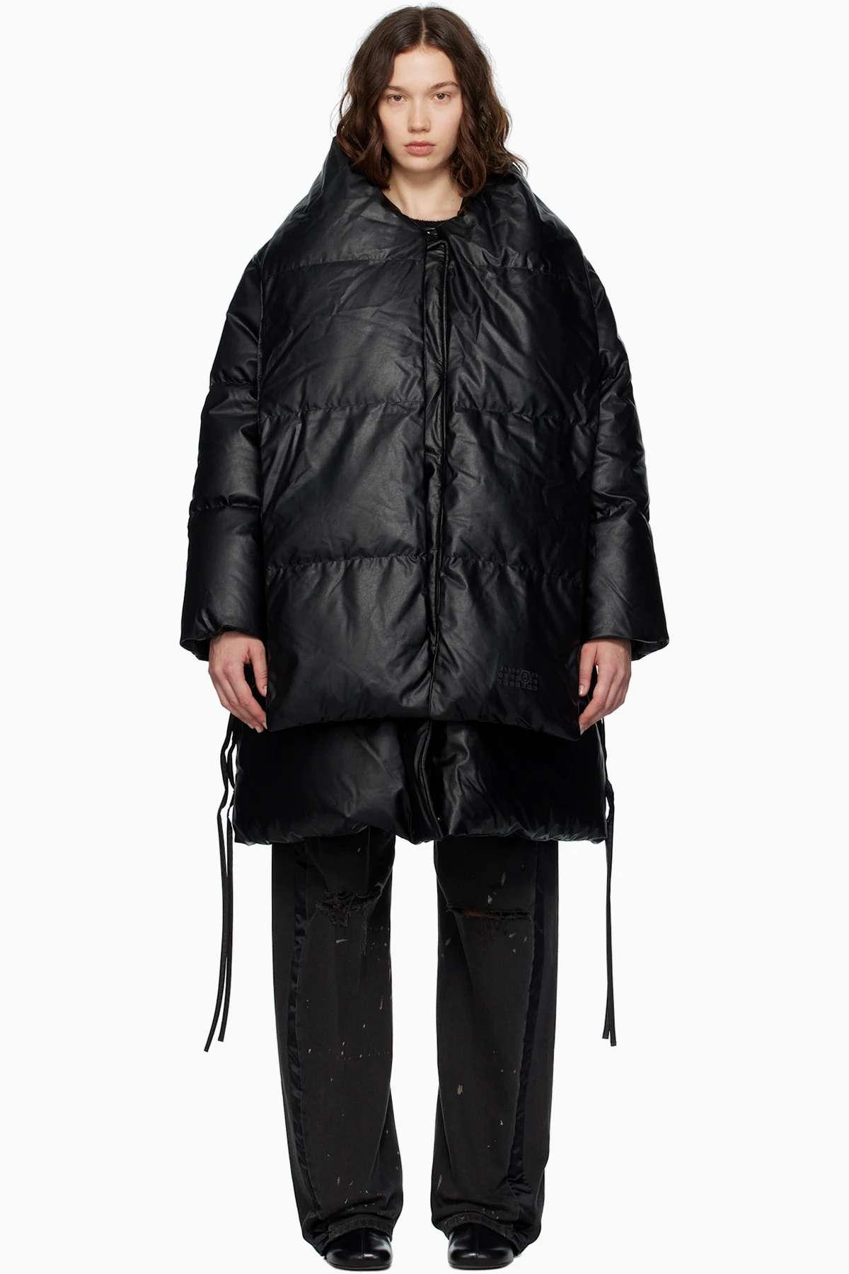 Black Light Faux-Leather Down Jacket