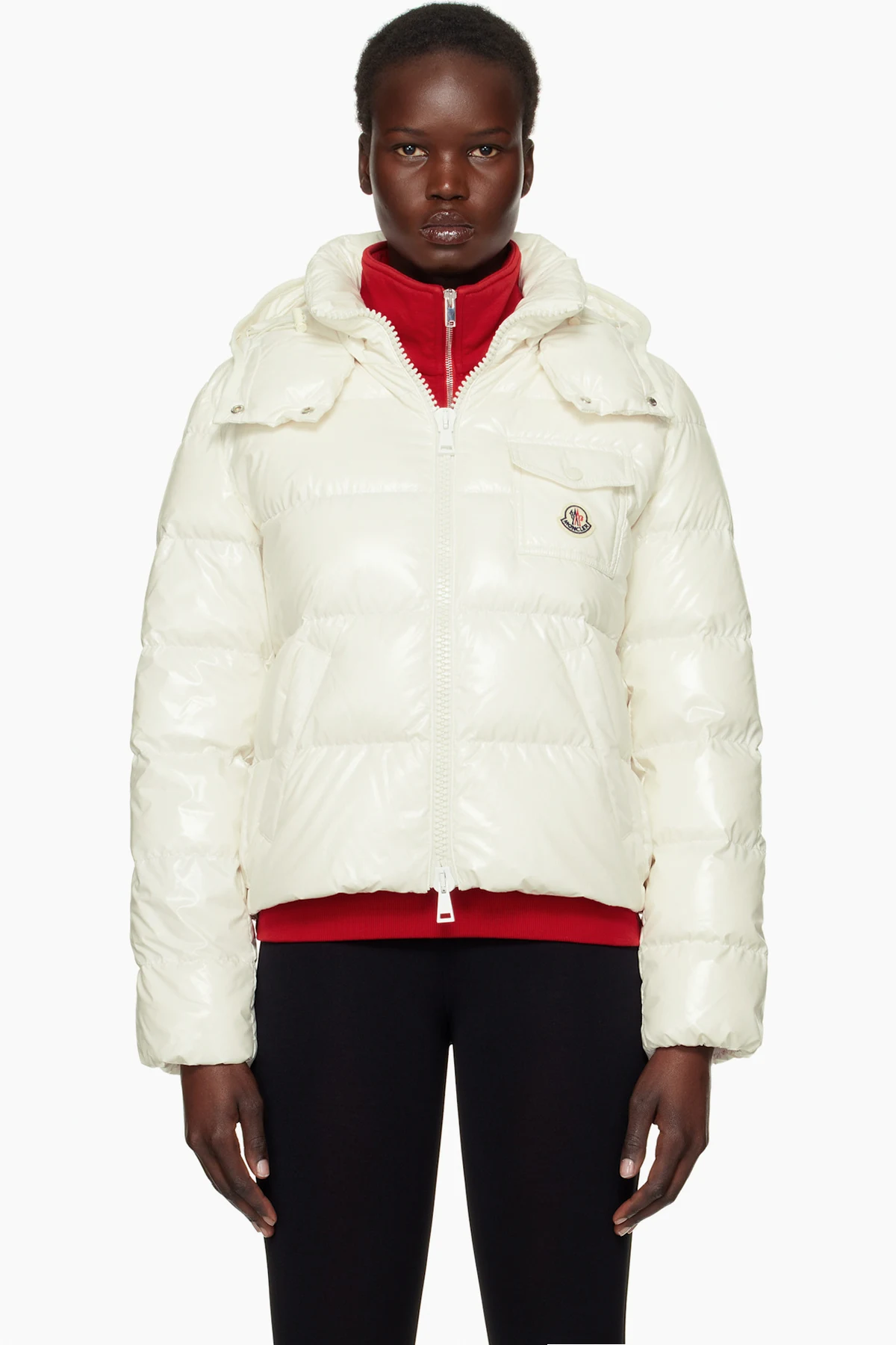 White Andro Hooded Short Down Jacket