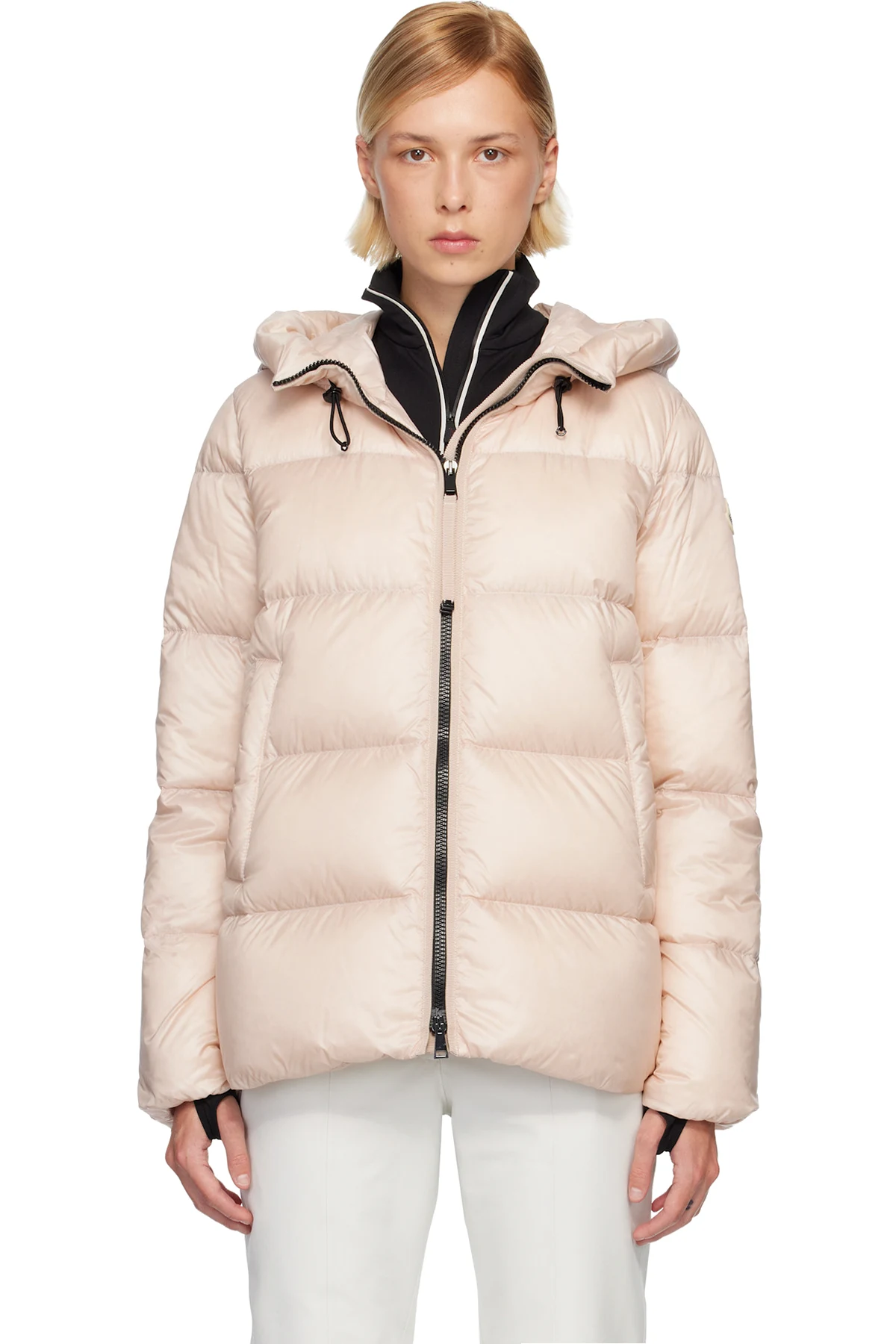 Pink Serittes Hooded Short Down Jacket