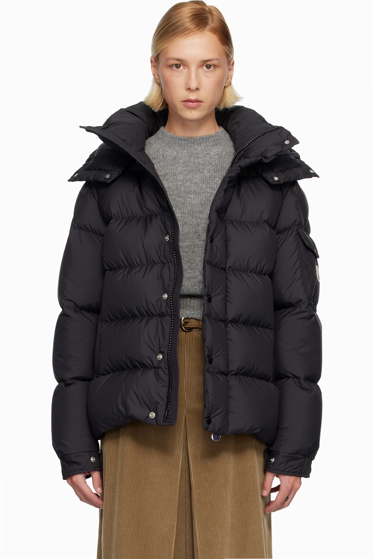 Black Maya 70 Hooded Short Down Jacket