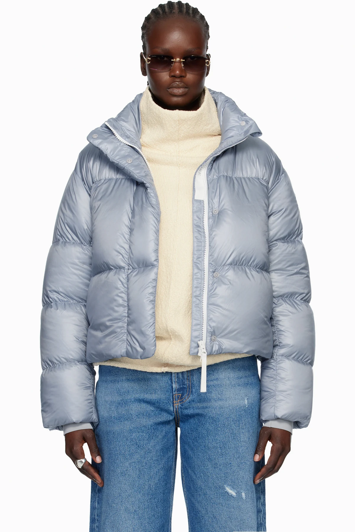 Blue 'White Label' Cypress Cropped Down Jacket