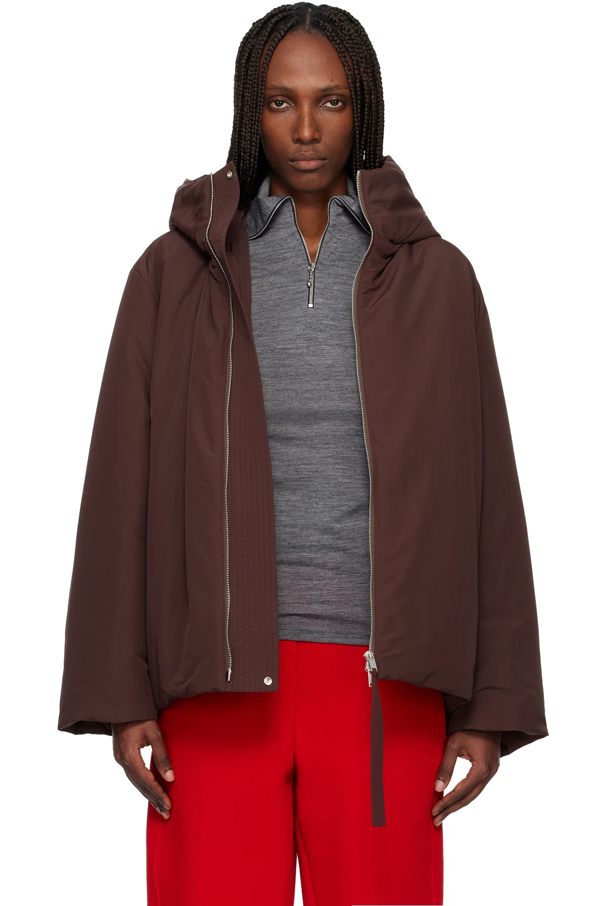 Burgundy Taffeta Down Jacket