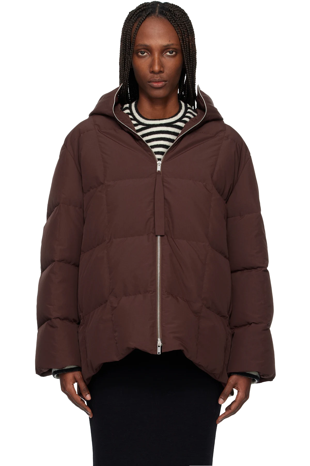 Burgundy Quilted Down Jacket
