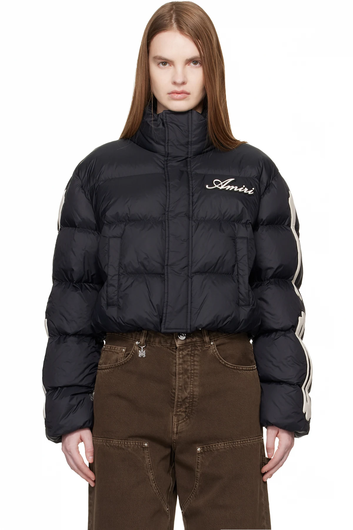 Black Bones Cropped Down Jacket