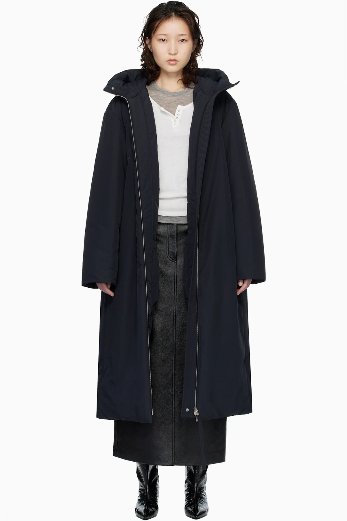 Black Relaxed Fit Long Down Coat