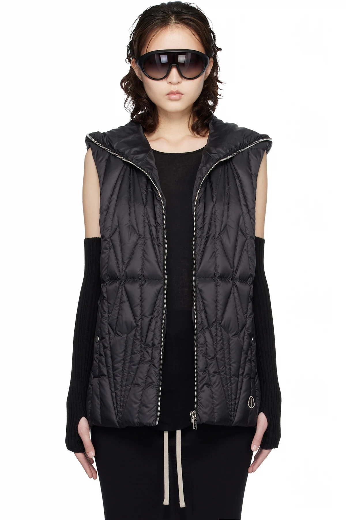 Moncler + Rick Owens Black Geocamo Ziplock Down Vest