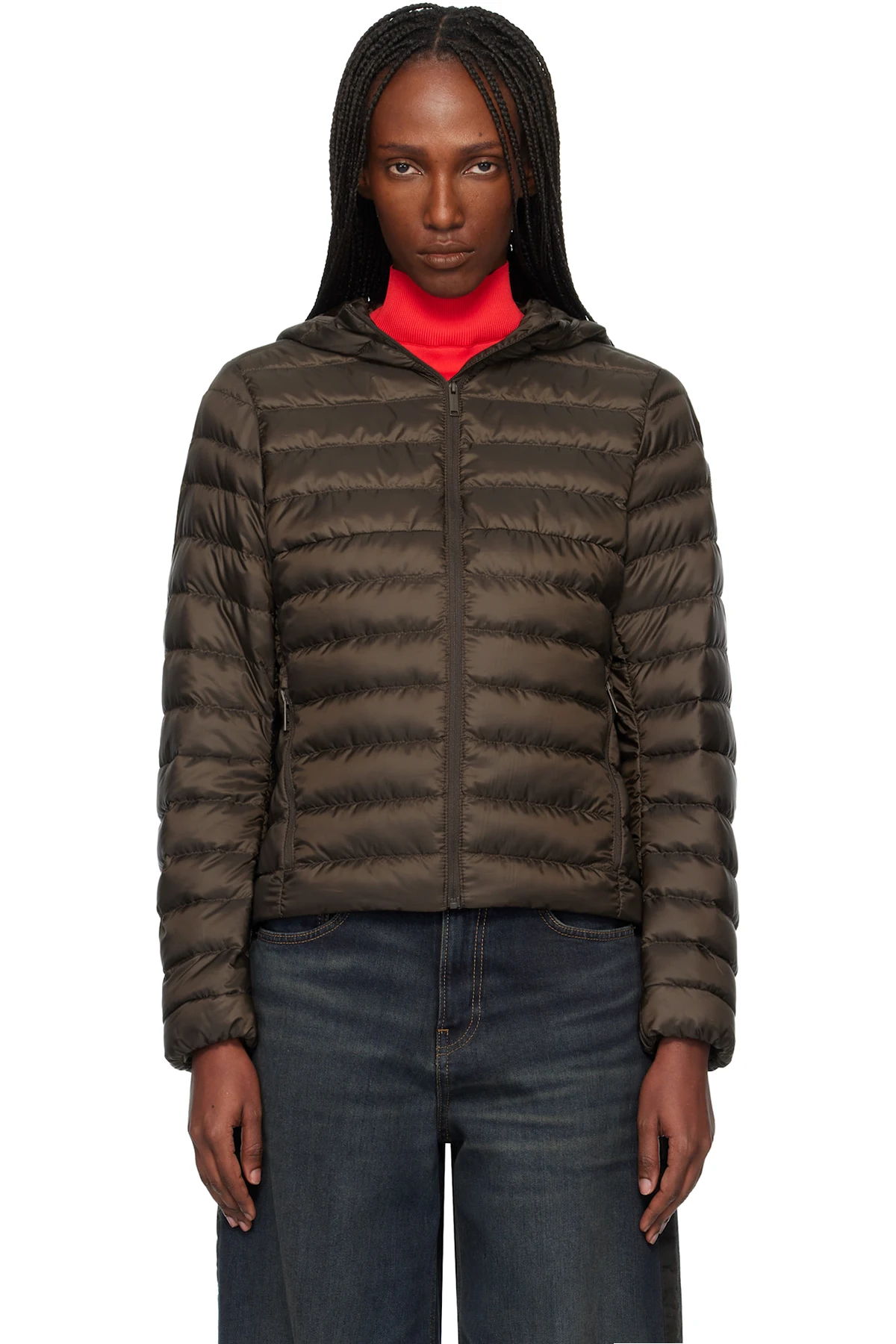 Brown Aethera Hoodie Down Jacket