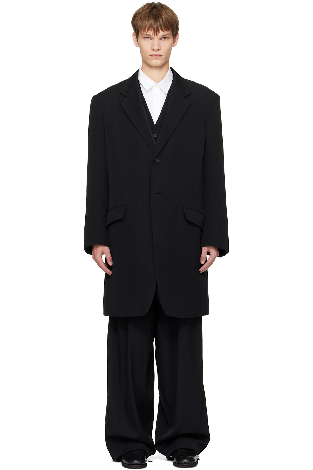 Black Wool Gabardine Reversible Nylon Liner & Blazer Set