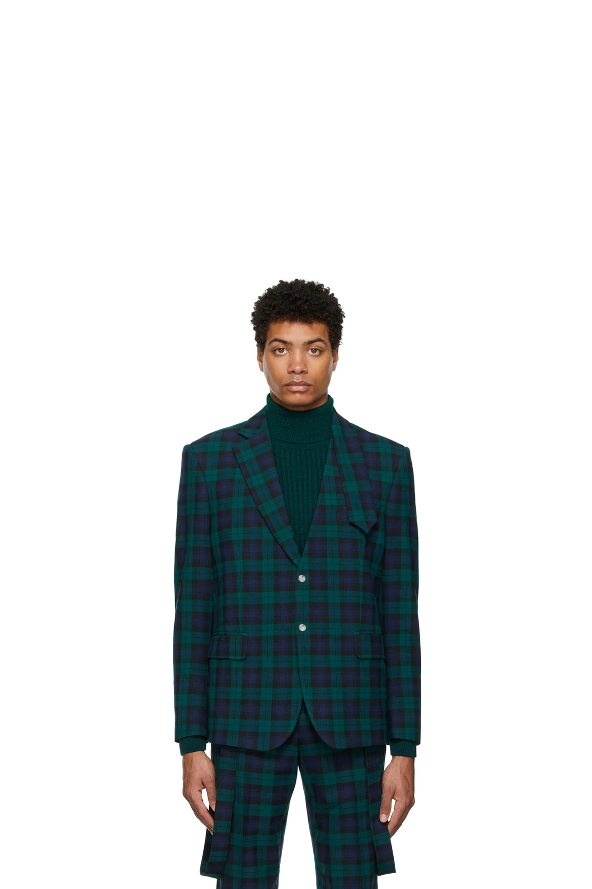 Green & Navy Check Blazer