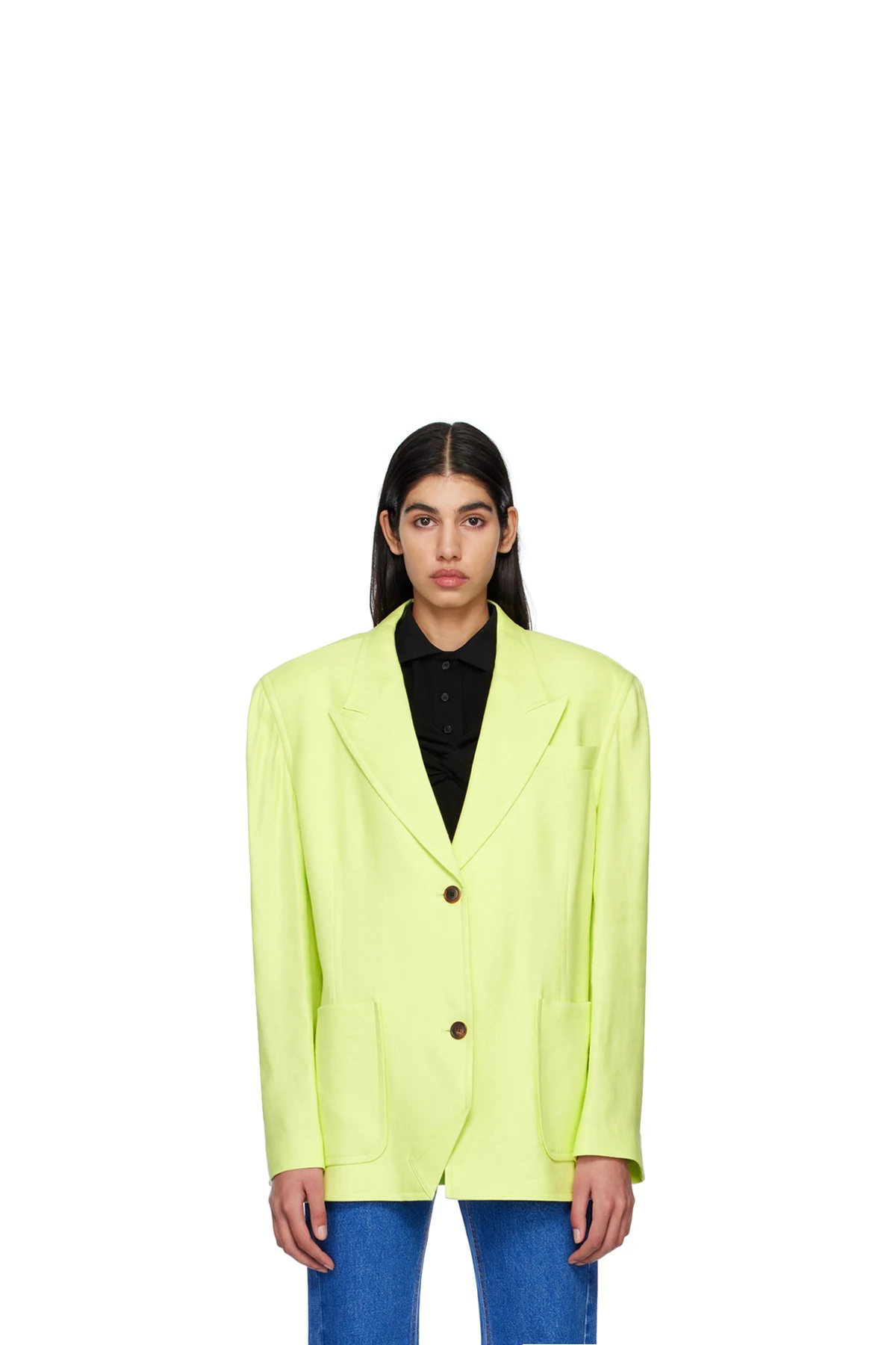 Green Folded Point Blazer