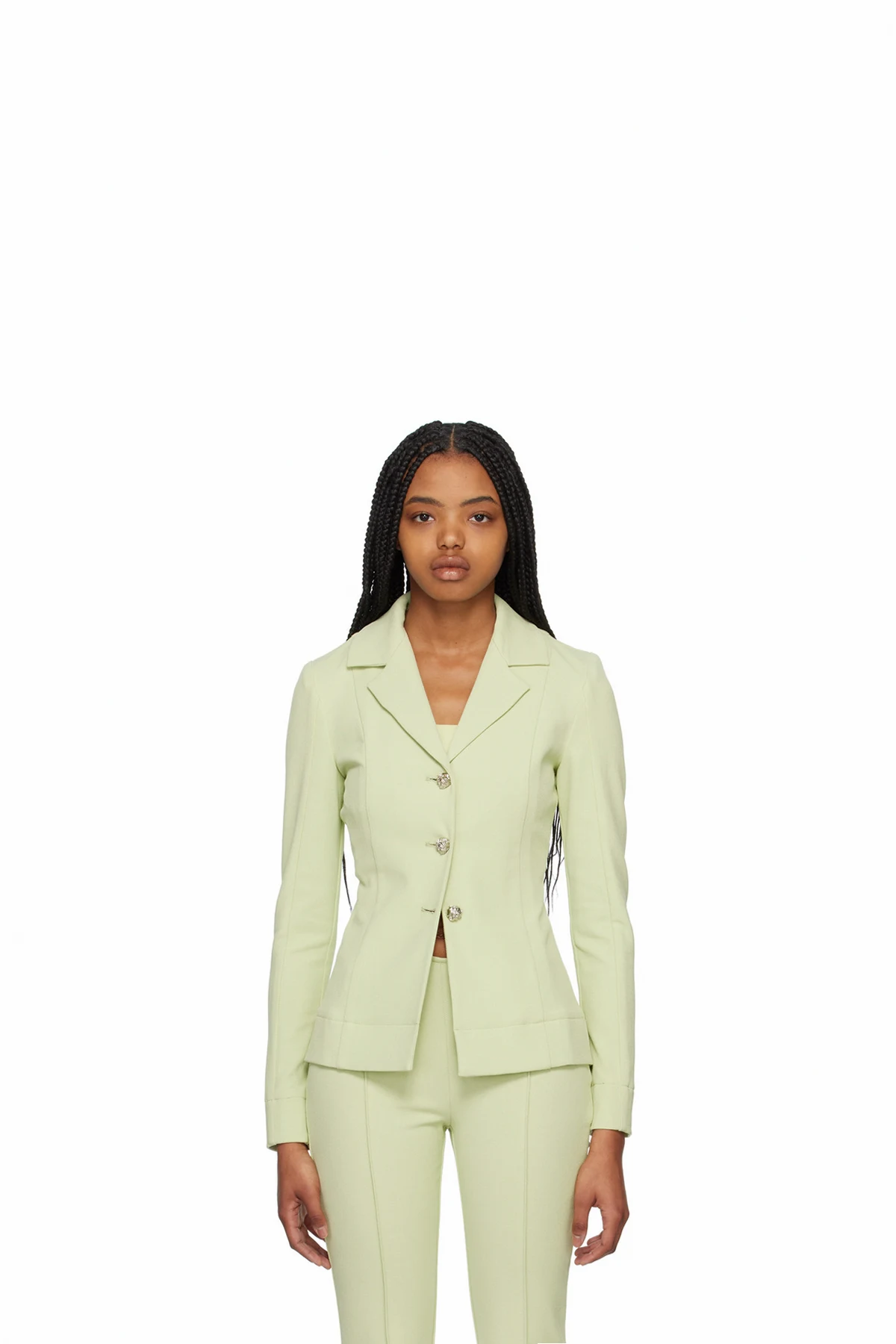Green Notched Lapel Blazer