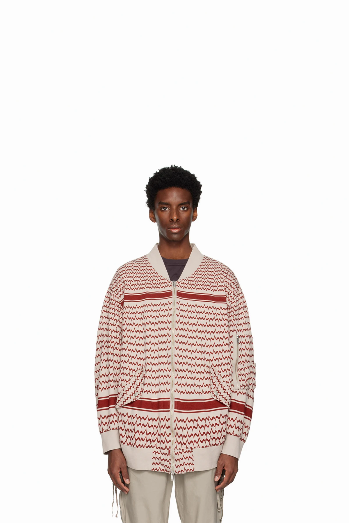 Taupe Graphic Bomber Jacket