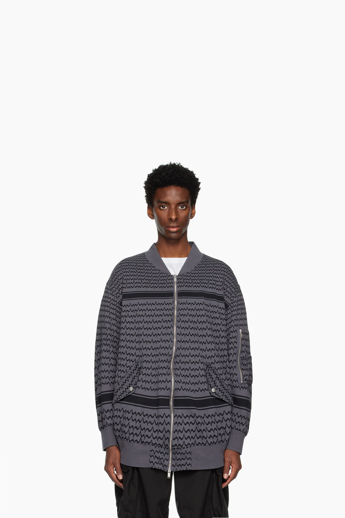 Gray Graphic Bomber Jacket