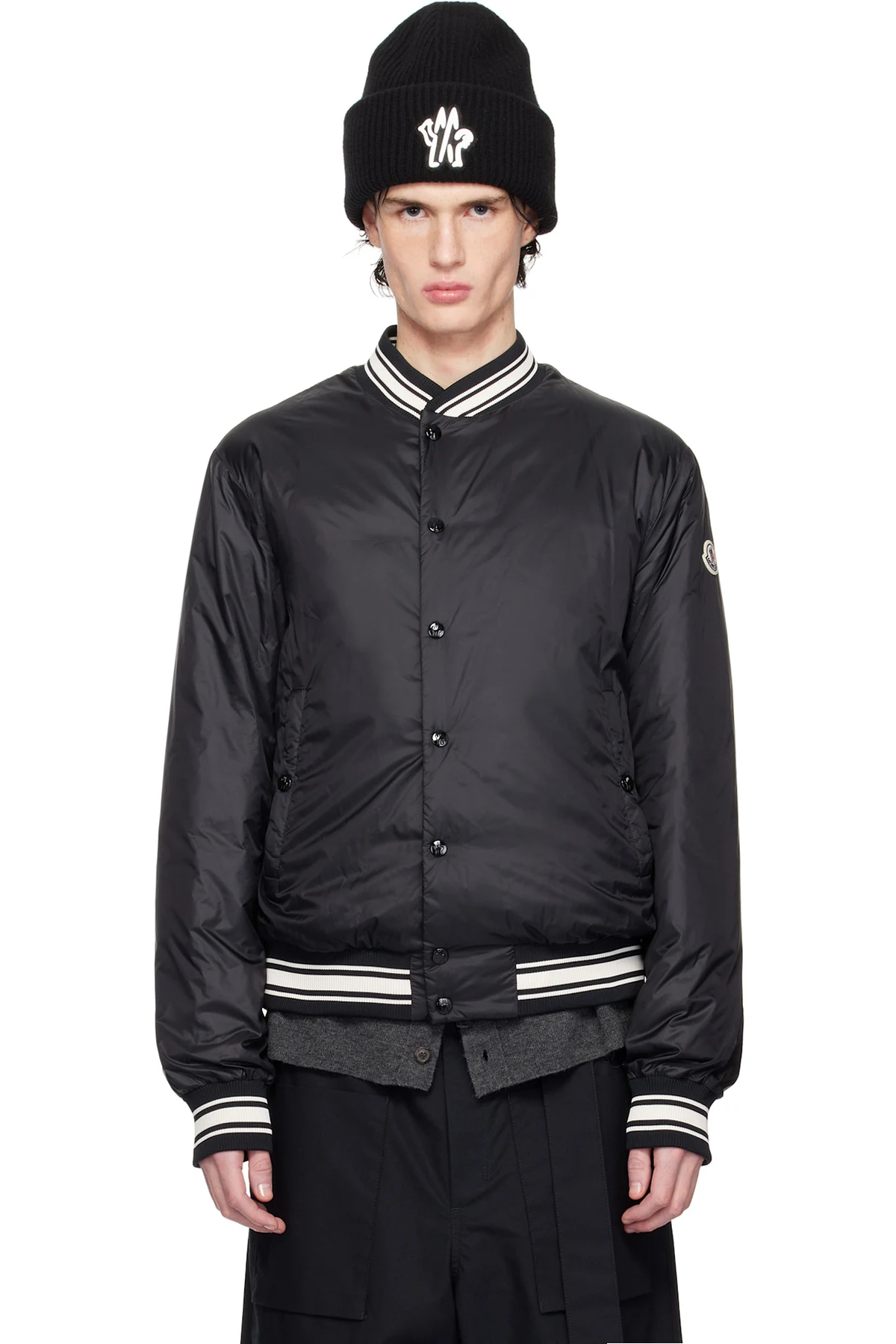 Black Bouchet Reversible Down Bomber Jacket