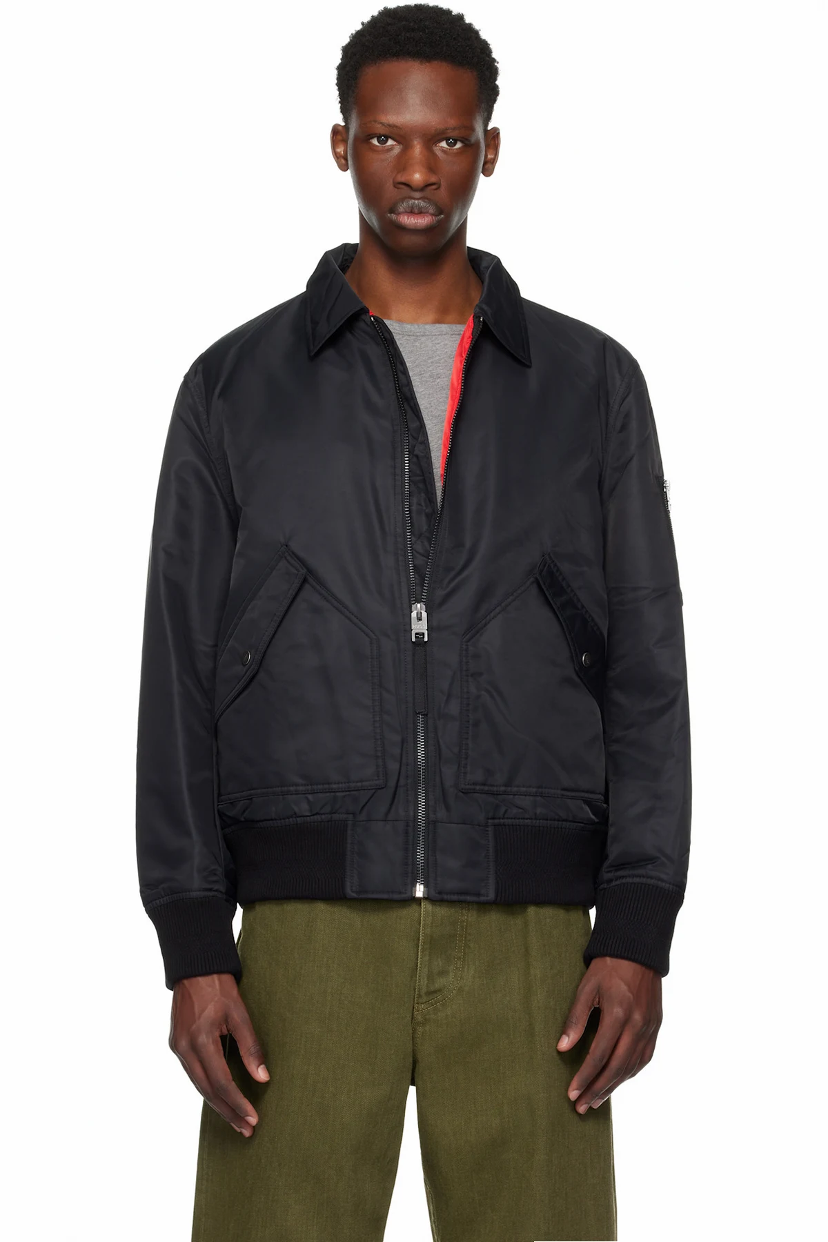 Black Recycled Nylon Bomber Jacket