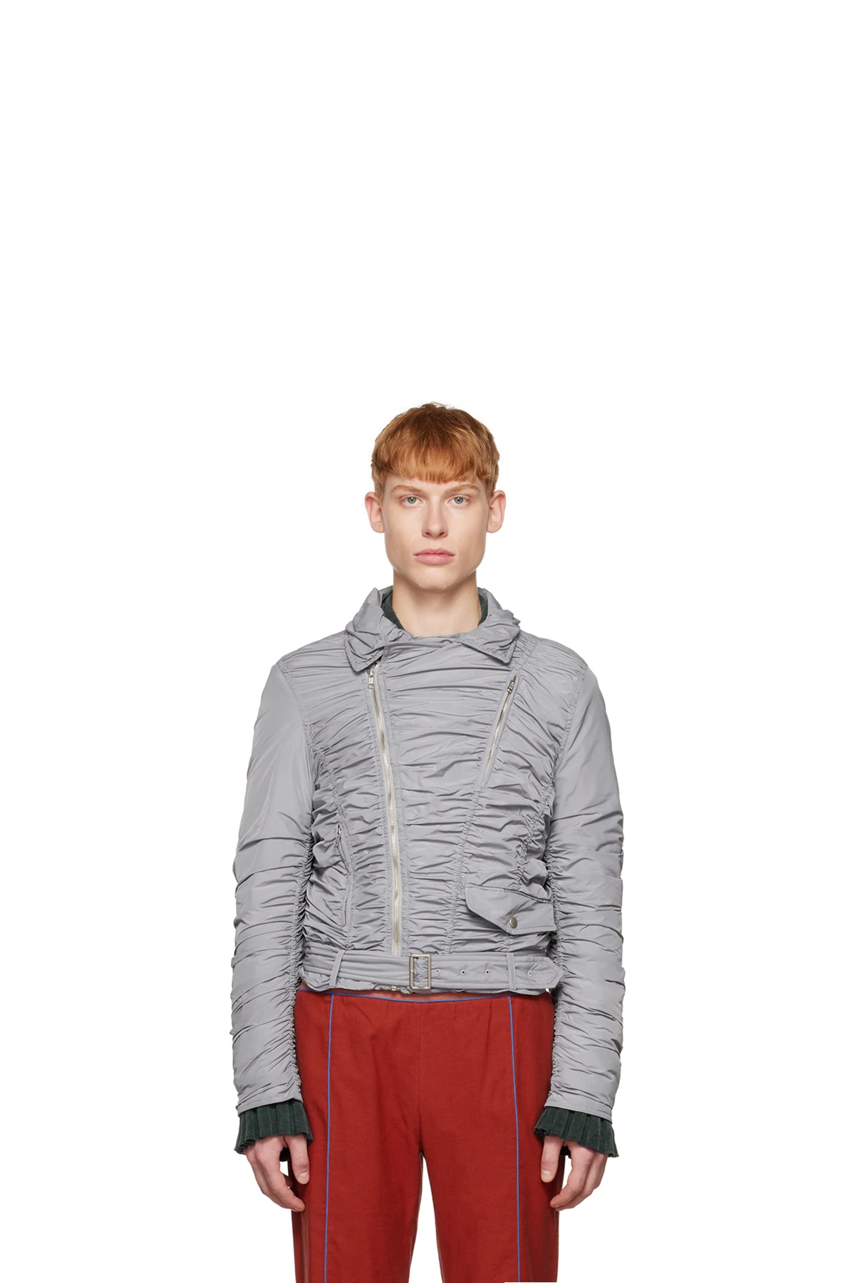 SSENSE Exclusive Gray Ruched Bomber Jacket