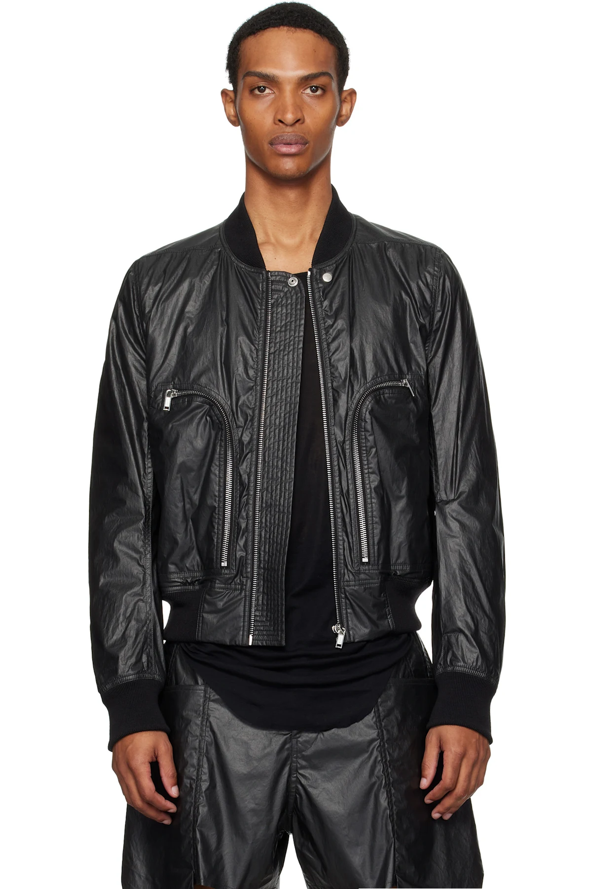 Black Bauhaus Flight Bomber Jacket