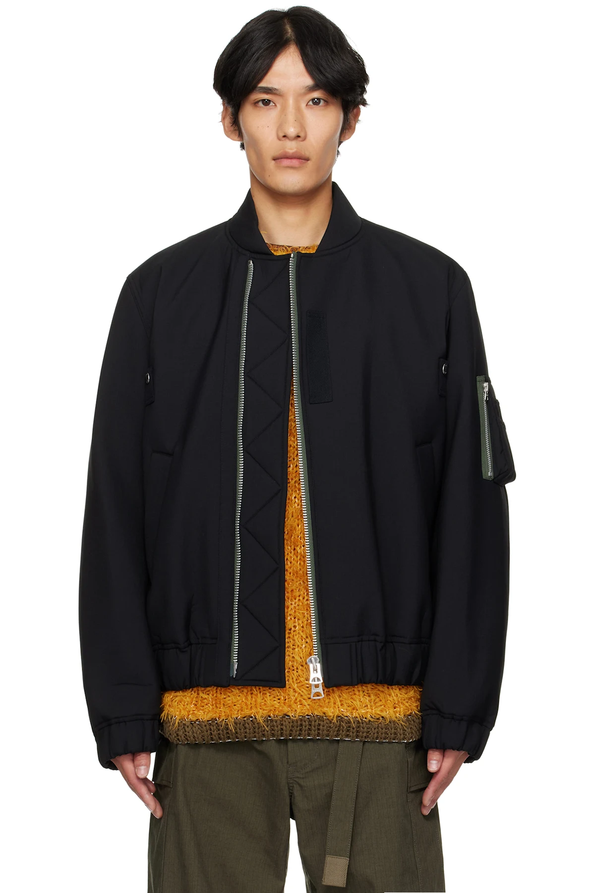 Black Suiting Blouson Bomber Jacket