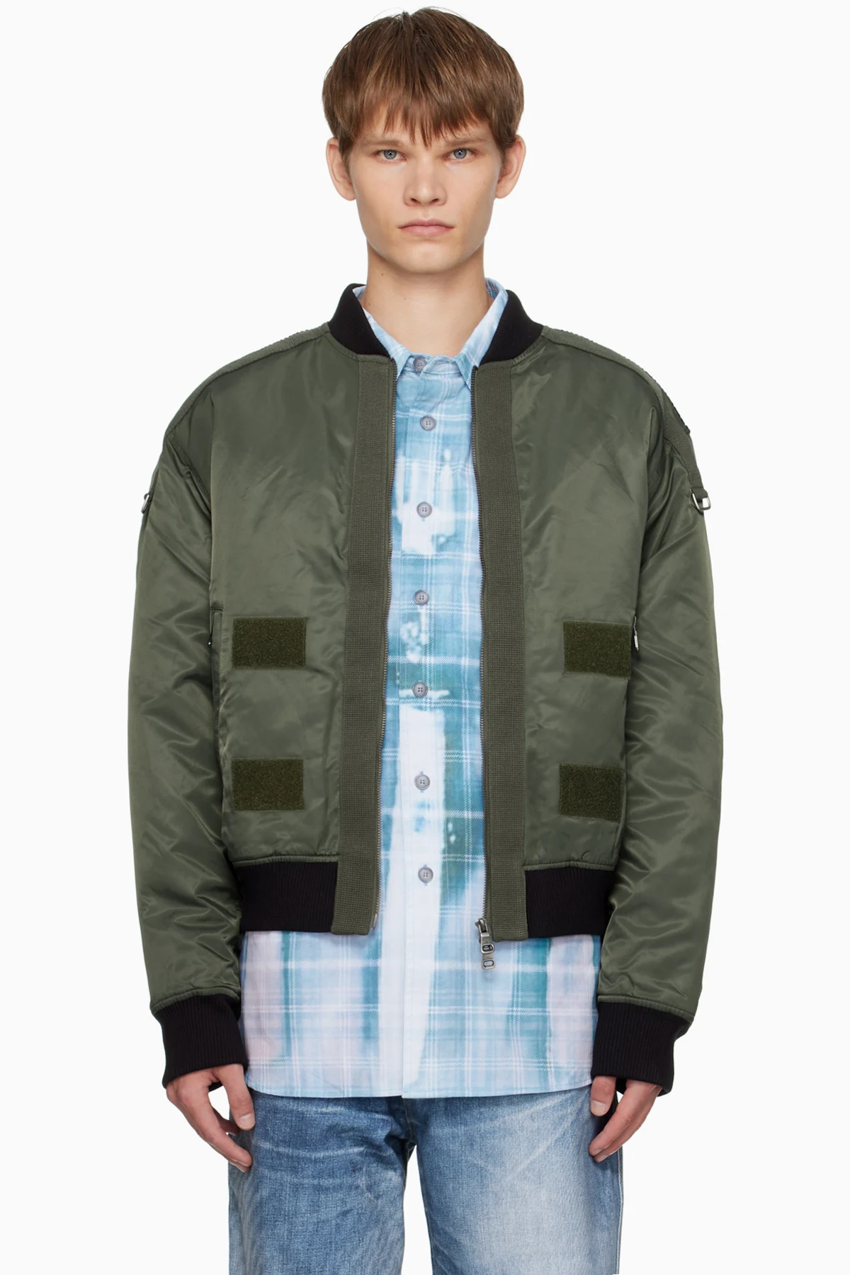 Khaki Flight Layered Washed Bomber Jacket