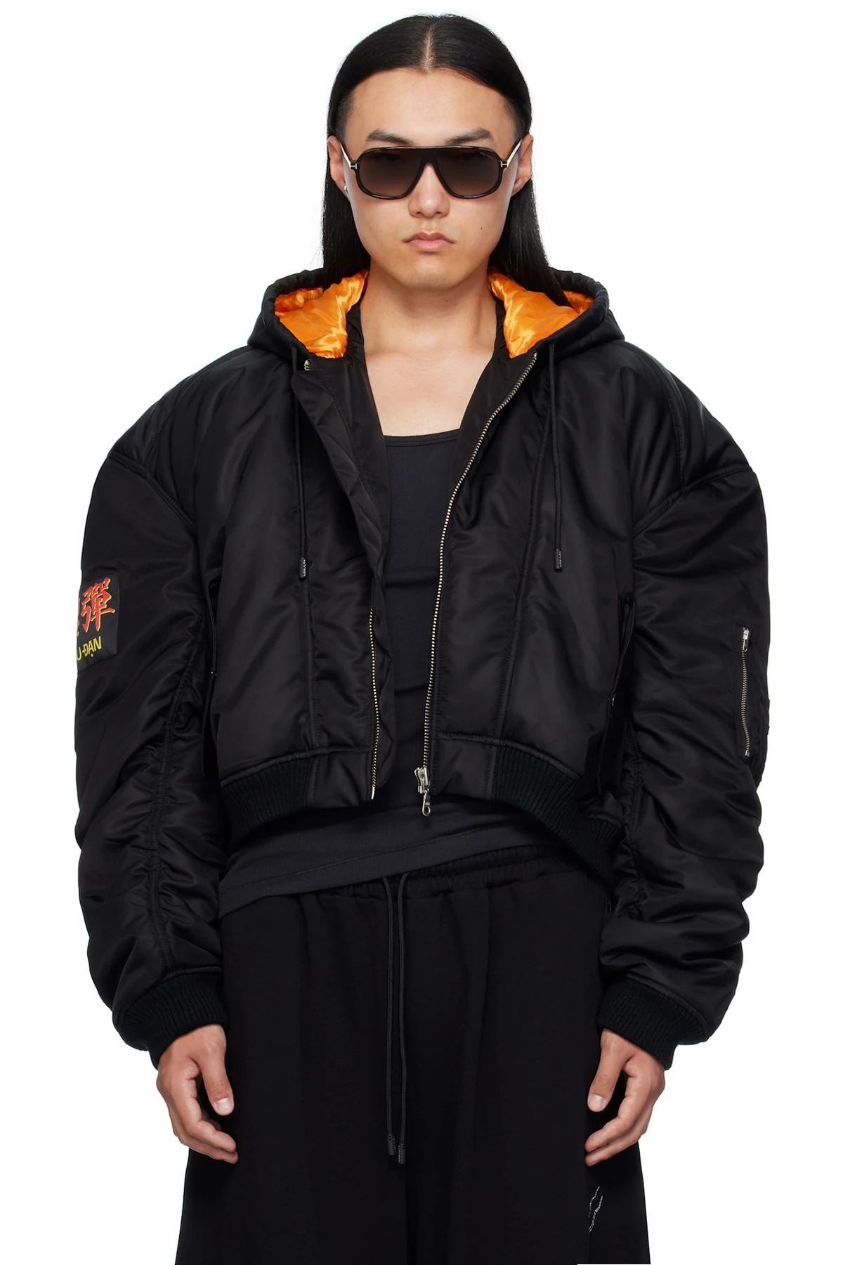 Black Patch Bomber Jacket