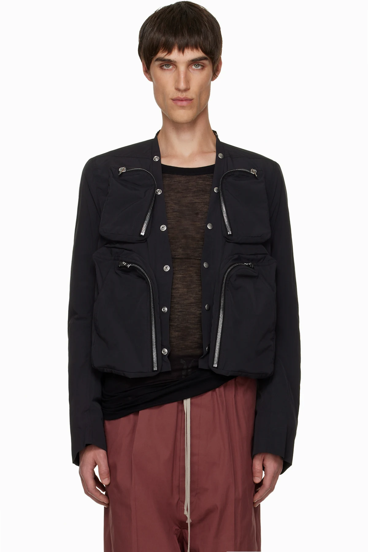 Black Cargo Bomber Jacket