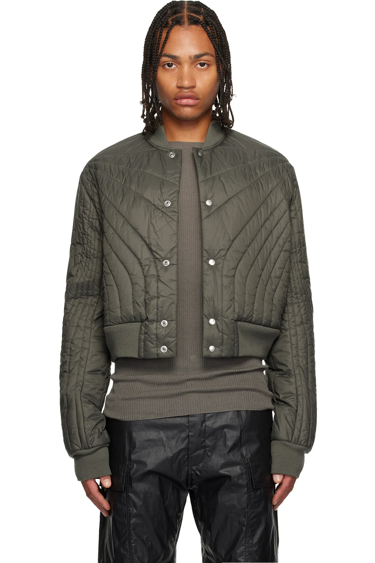 Khaki Concordians Quilted Flight Down Bomber Jacket