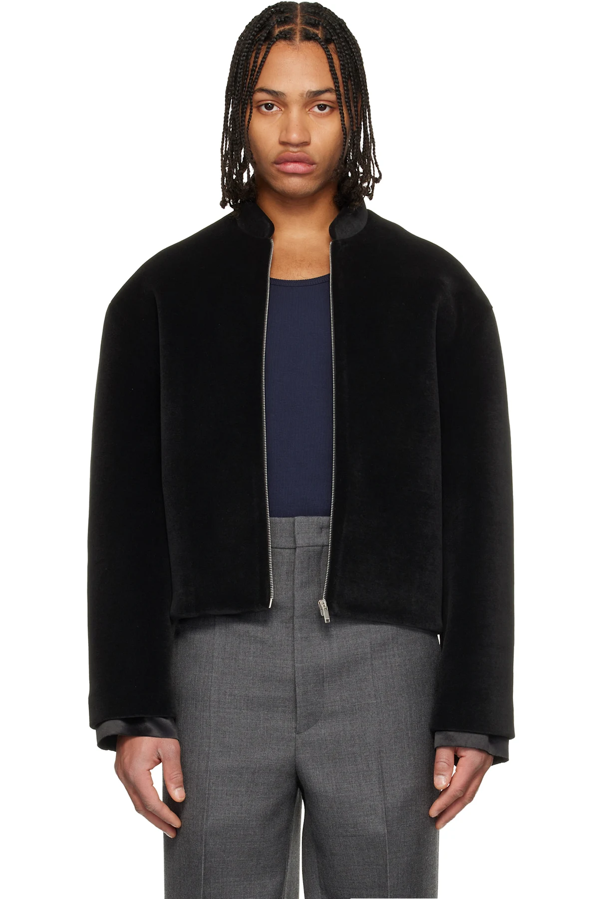 Black Zip Bomber Jacket