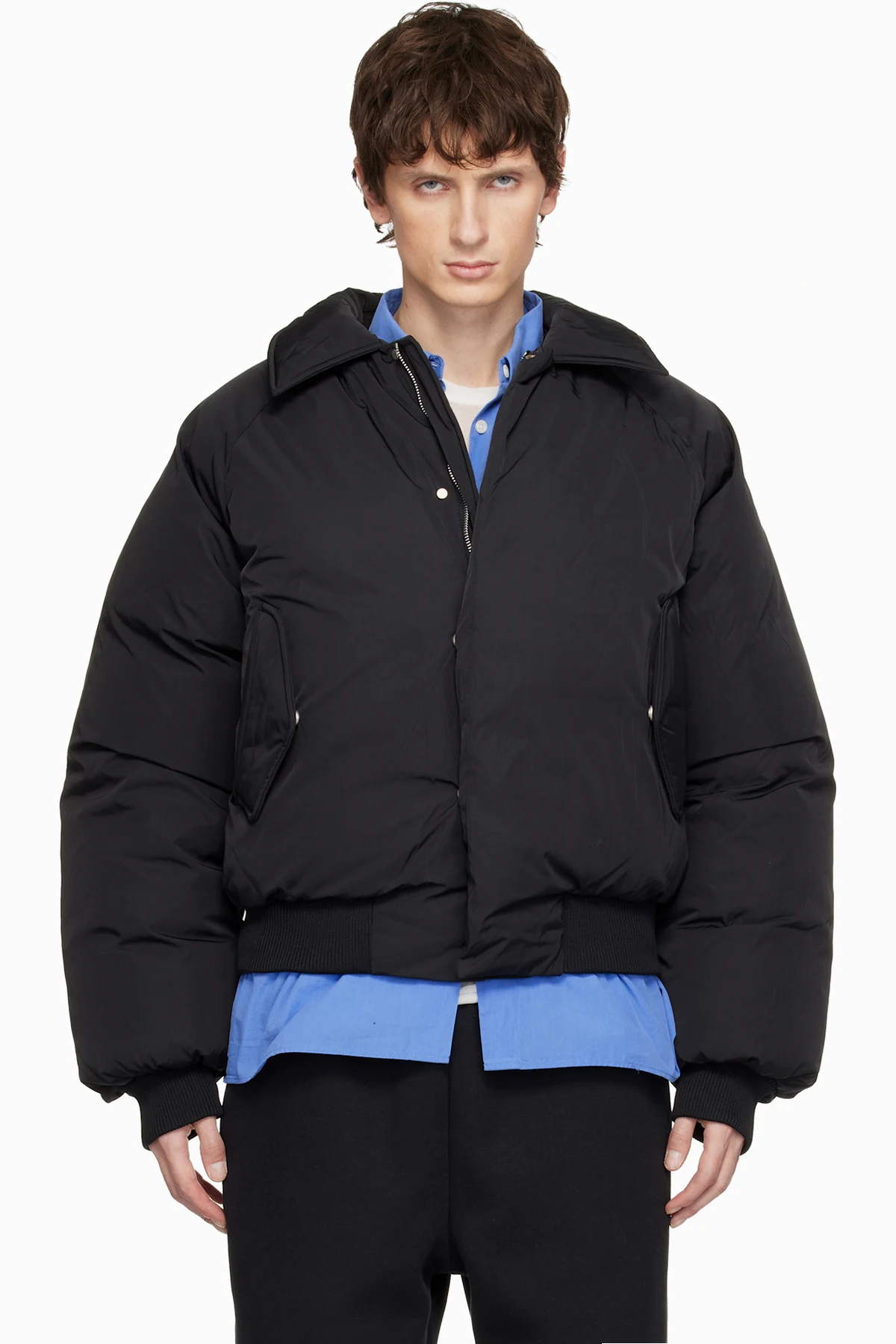 Black Nylon Aero Bomber Jacket