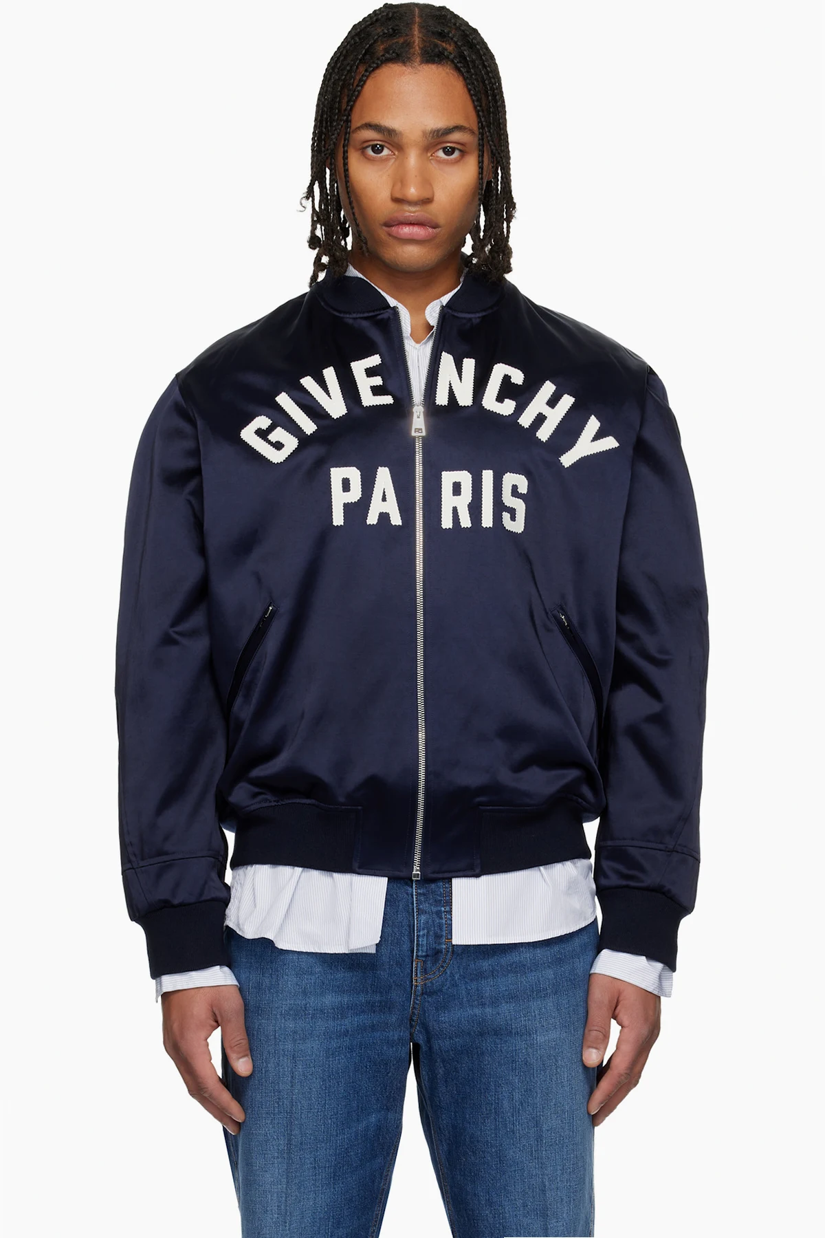 Navy Couture Seam Bomber Jacket