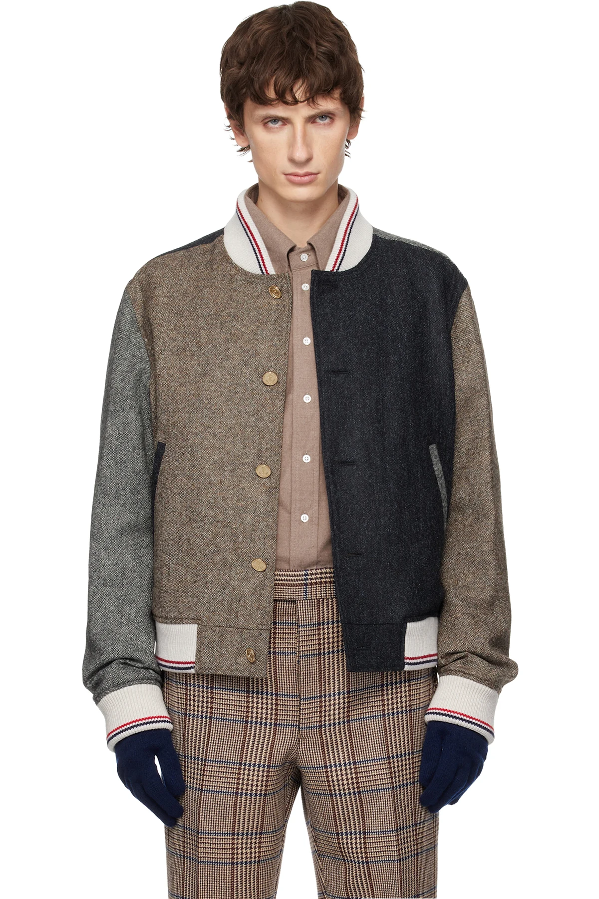 Multicolor Button Up Bomber Jacket