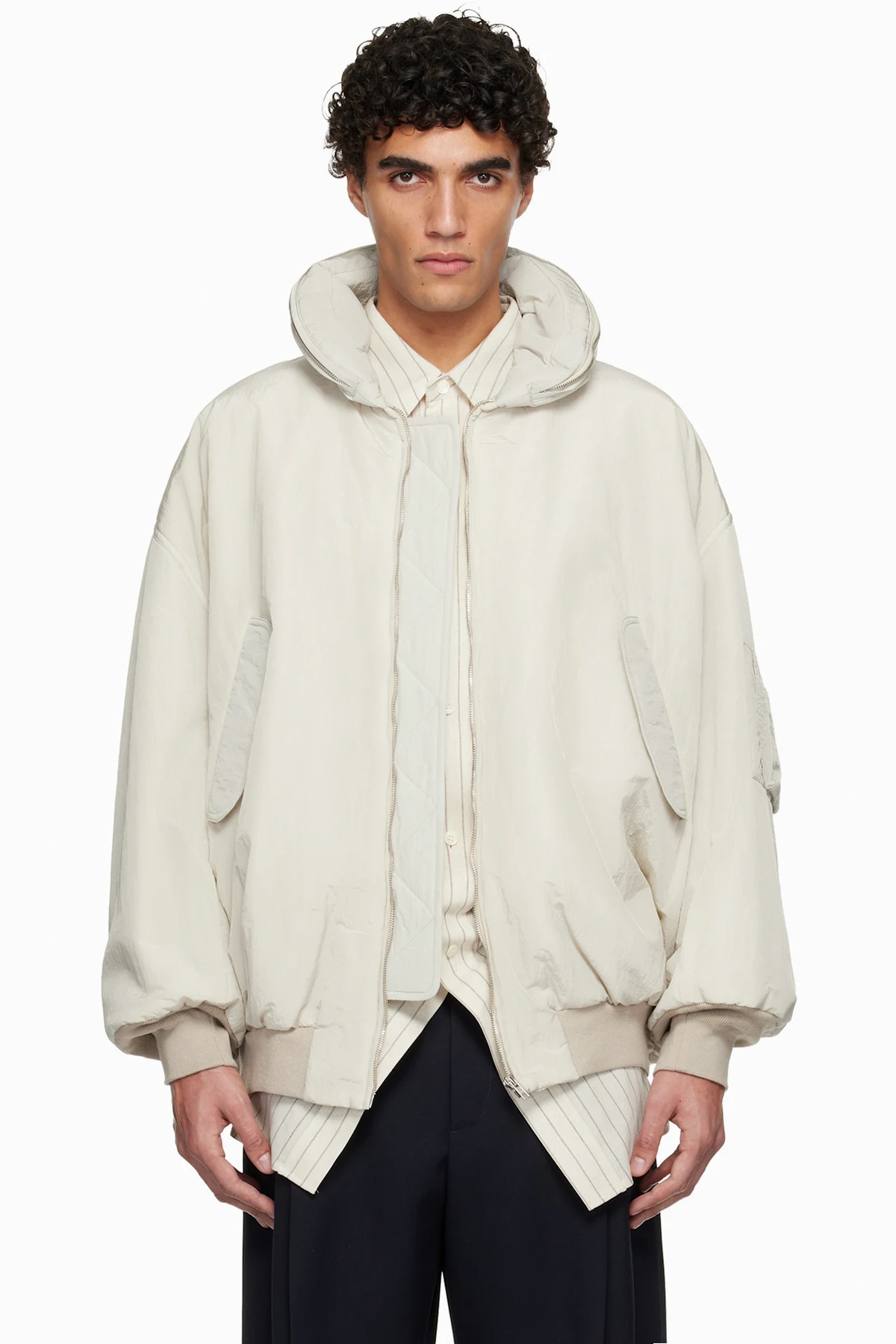 Off-White Crinkled Bomber Jacket