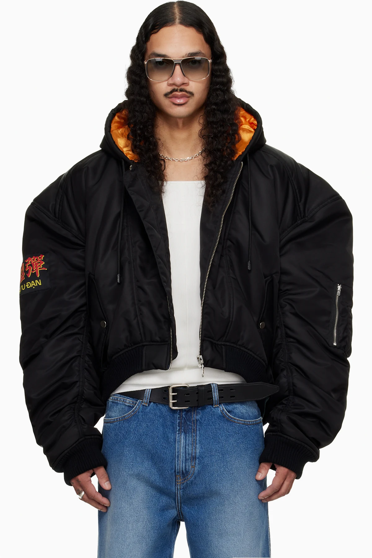Black Distorted MA1 Bomber Jacket
