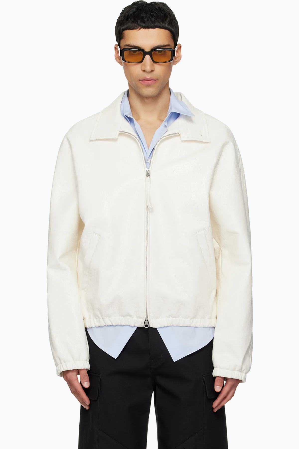 Off-White Vinyl Zipped Bomber Jacket