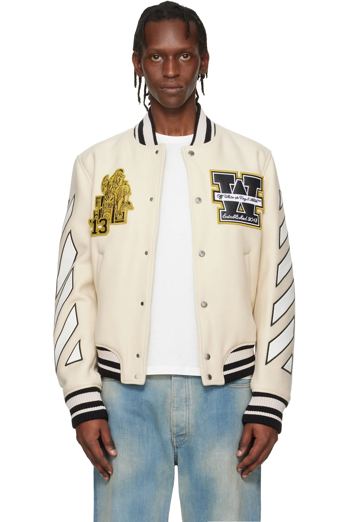 Off-White Lion Wool Varsity Bomber Jacket