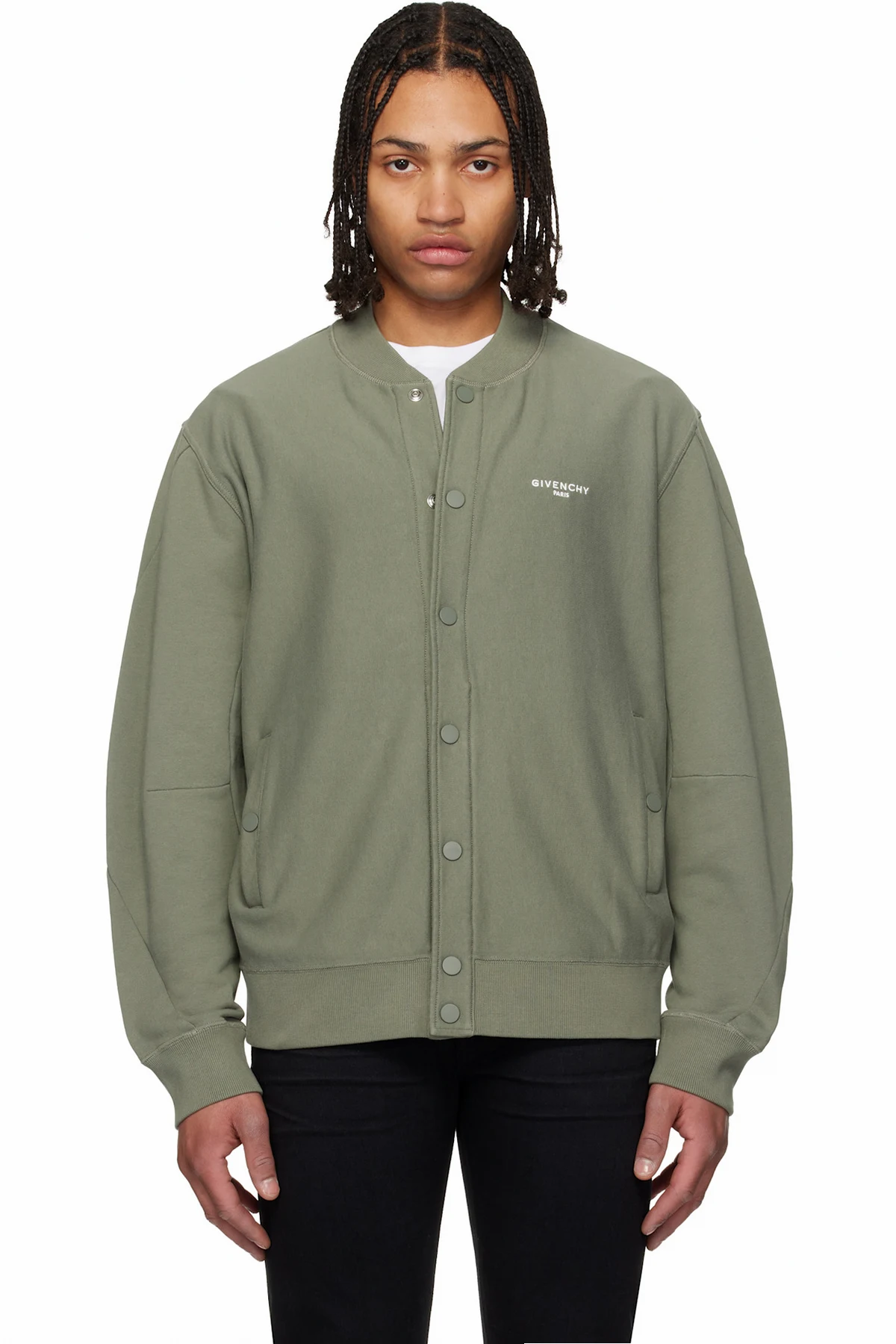 Khaki 'GIVENCHY Paris' Couture Seam Cardigan Jacket
