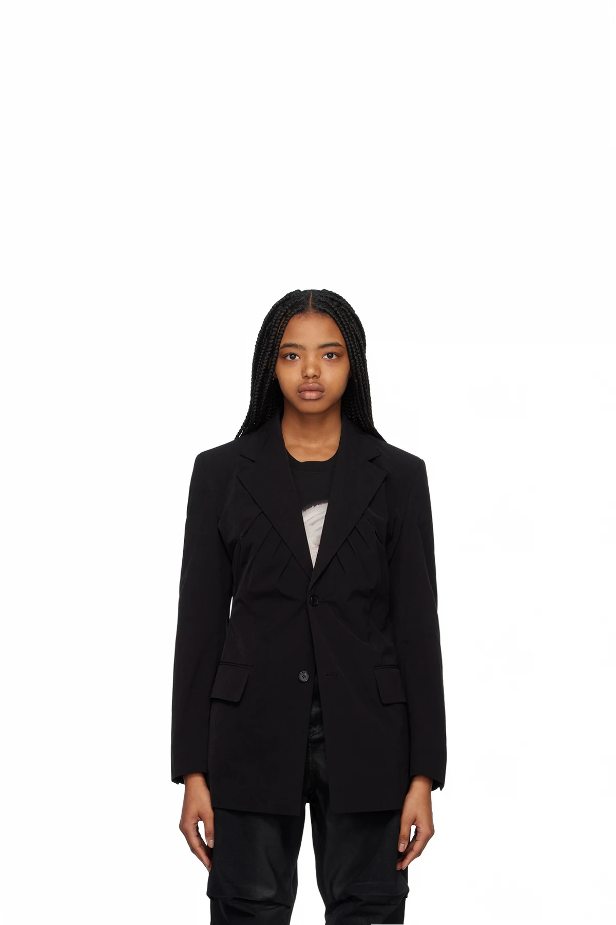 Black Gathered Blazer