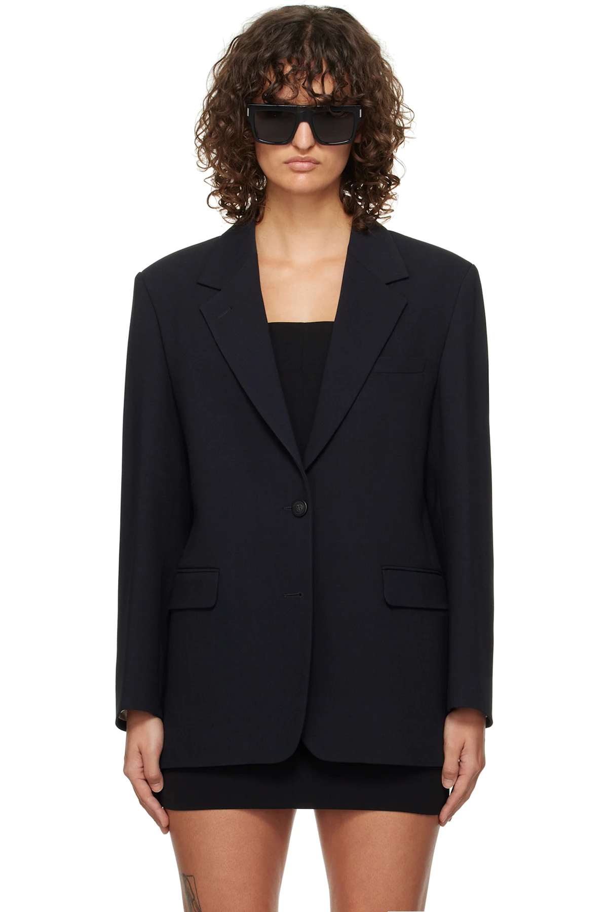 Black Wool-Blend Blazer