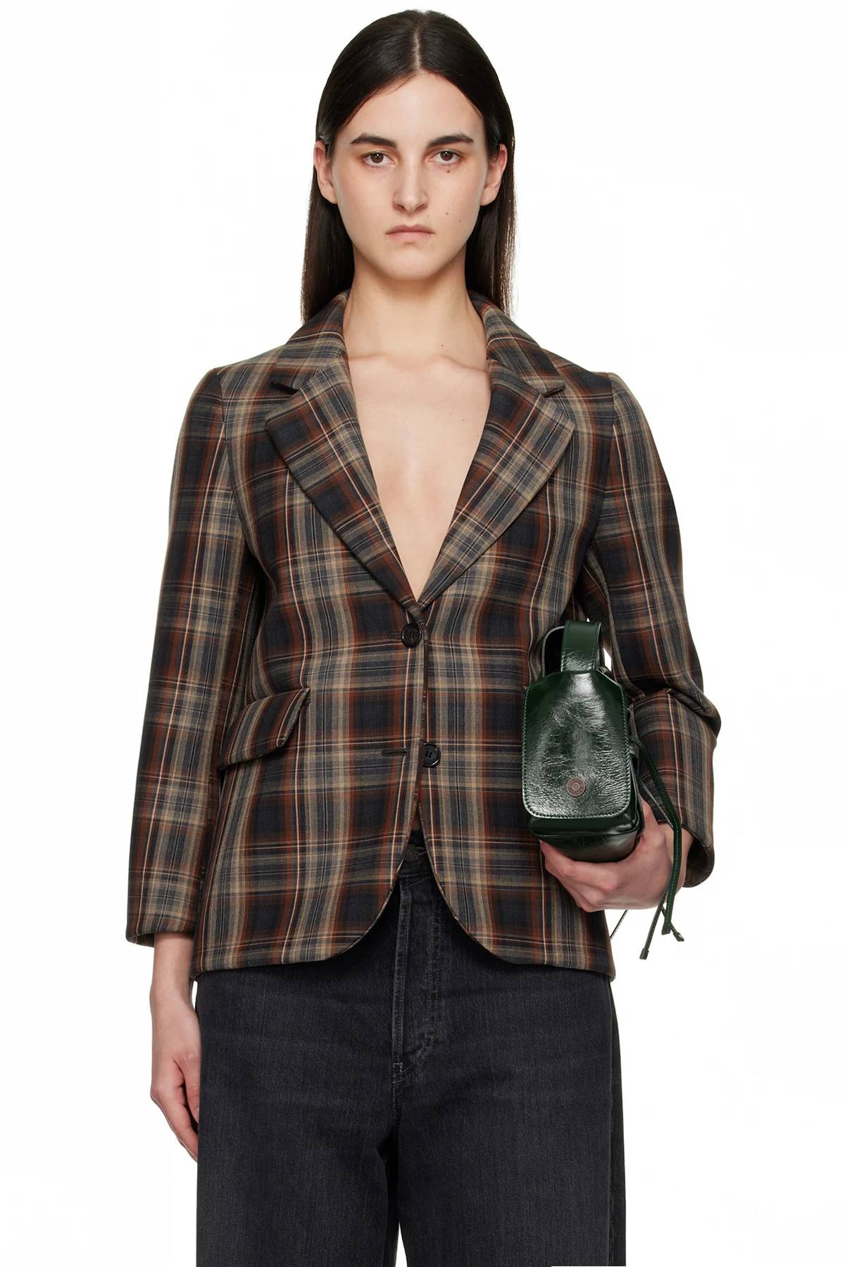 Brown Check Bonded Blazer